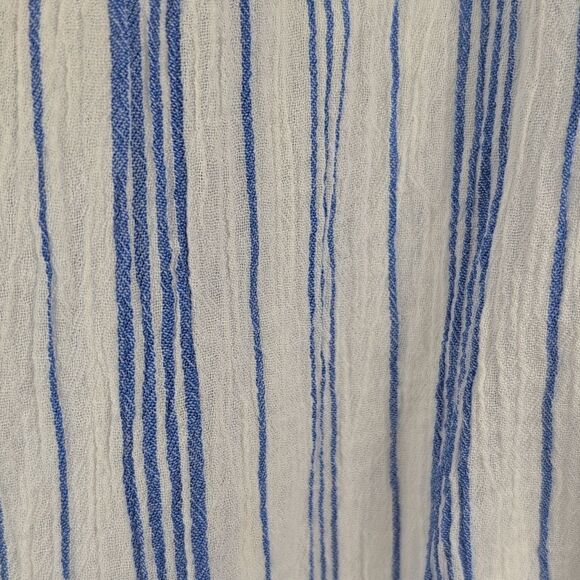 Talbots Plus Blue & White Cotton Button Front Shirt Classic Mixed Striped Top - Picture 5 of 8